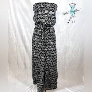 Black and white Aztec print strapless maxi dress size small